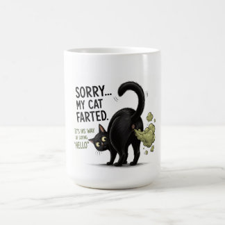 失礼、うちの猫がおならしちゃいました 面白い黒猫のユーモア コーヒーマグカップ