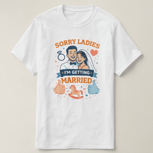 失礼、レディース - 僕、結婚します Men's T‑Shirt Tシャツ (デザイン正面)