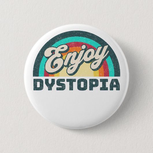 失禁楽しむ症 |皮肉な目覚めレインボーことわざ 缶バッジ (正面)