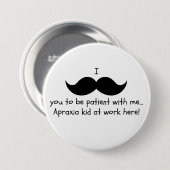 失行症の髭のユーモアピン 缶バッジ (正面&裏面)