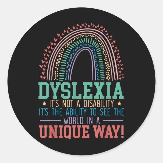 失読症Not A Disability Dyslexia認識度D ラウンドシール (正面)