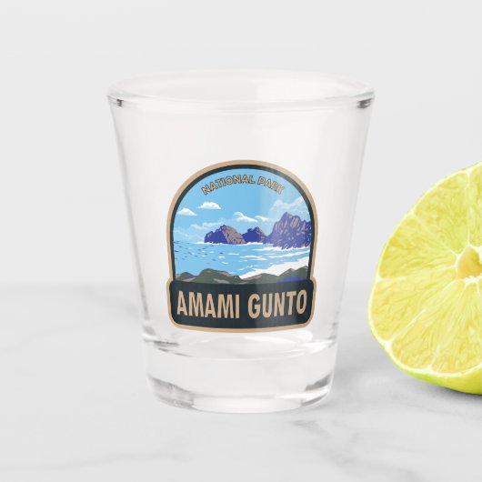 奄美郡東国立公園日本旅行芸術ヴィンテージ ショットグラス (正面)
