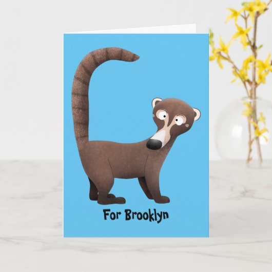 奇妙おもしろいなコアティムンディ漫画イラストレーション カード (黄色い花)