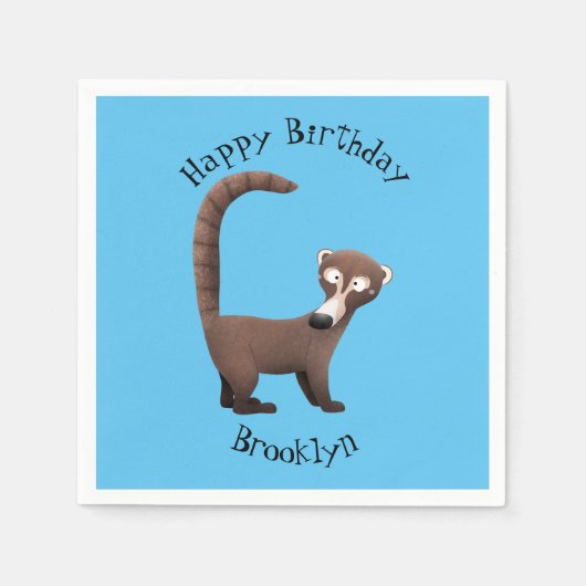 奇妙おもしろいなコアティムンディ漫画イラストレーション スタンダードカクテルナプキン (正面)