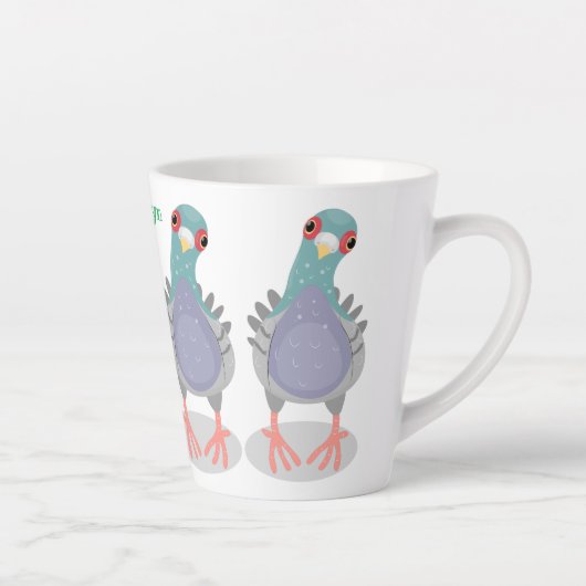 奇妙おもしろいなハト漫画イラストレーション カフェラテマグ (右)