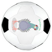 奇妙おもしろいなハト漫画イラストレーション サッカーボール (回転)