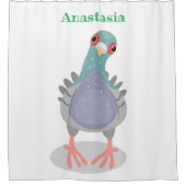 奇妙おもしろいなハト漫画イラストレーション シャワーカーテン (正面)