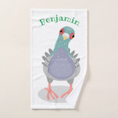 奇妙おもしろいなハト漫画イラストレーション バスタオルセット (ハンドタオル)