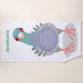 奇妙おもしろいなハト漫画イラストレーション ビーチタオル (正面)