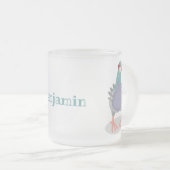 奇妙おもしろいなハト漫画イラストレーション フロストグラスマグカップ (正面右)