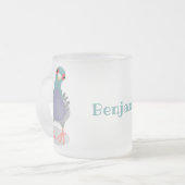 奇妙おもしろいなハト漫画イラストレーション フロストグラスマグカップ (正面左)