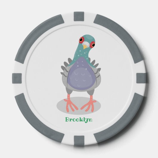 奇妙おもしろいなハト漫画イラストレーション ポーカーチップ (正面)