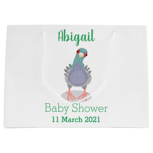 奇妙おもしろいなハト漫画イラストレーション ラージペーパーバッグ (正面)