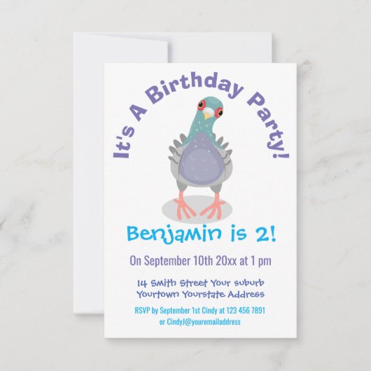 奇妙おもしろいなハト漫画イラストレーション 招待状 (正面)