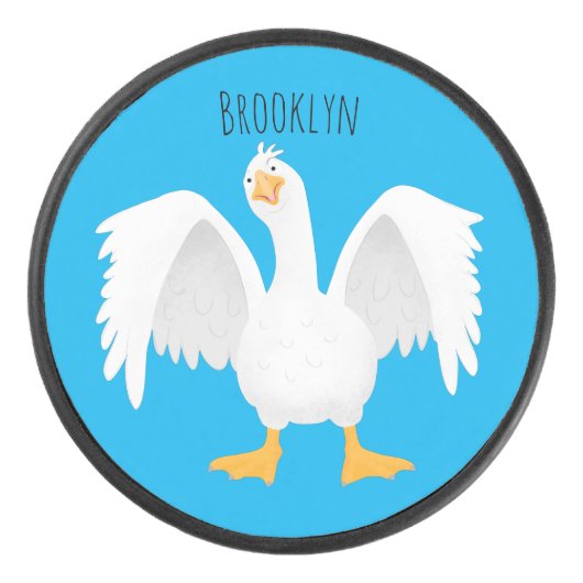 奇妙おもしろいな家庭向けグース漫画イラストレーション アイスホッケーパック (正面)