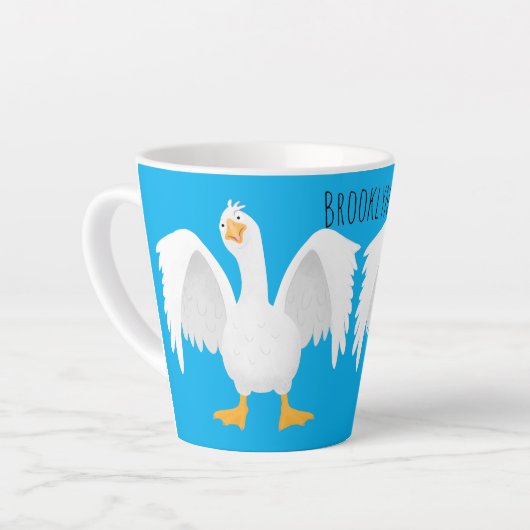 奇妙おもしろいな家庭向けグース漫画イラストレーション カフェラテマグ (左アングル)