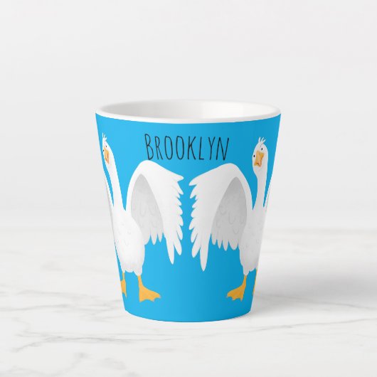 奇妙おもしろいな家庭向けグース漫画イラストレーション カフェラテマグ (正面)