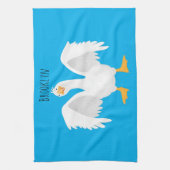 奇妙おもしろいな家庭向けグース漫画イラストレーション キッチンタオル (縦)