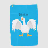 奇妙おもしろいな家庭向けグース漫画イラストレーション ゴルフタオル (正面)