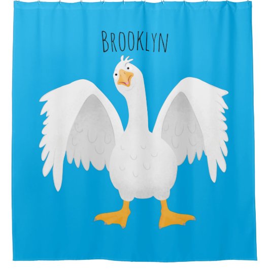 奇妙おもしろいな家庭向けグース漫画イラストレーション シャワーカーテン (正面)