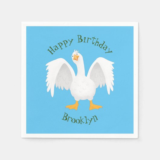 奇妙おもしろいな家庭向けグース漫画イラストレーション スタンダードカクテルナプキン (正面)