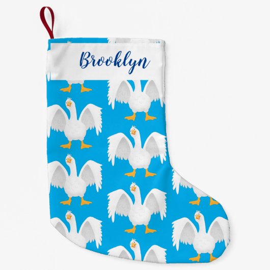 奇妙おもしろいな家庭向けグース漫画イラストレーション スモールクリスマスストッキング (正面)