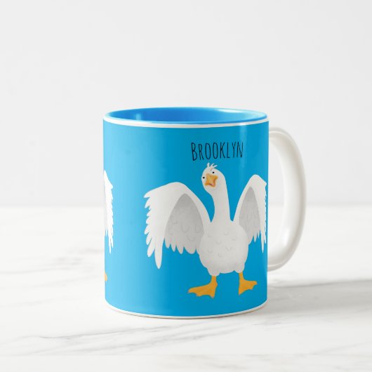 奇妙おもしろいな家庭向けグース漫画イラストレーション ツートーンマグカップ (正面右)