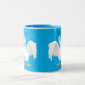 奇妙おもしろいな家庭向けグース漫画イラストレーション ツートーンマグカップ (中央)