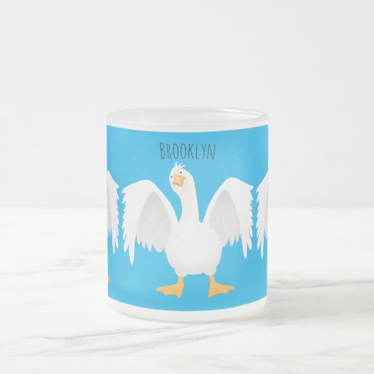 奇妙おもしろいな家庭向けグース漫画イラストレーション フロストグラスマグカップ (中央)