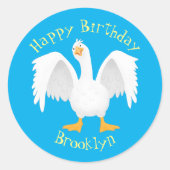 奇妙おもしろいな家庭向けグース漫画イラストレーション ラウンドシール (正面)