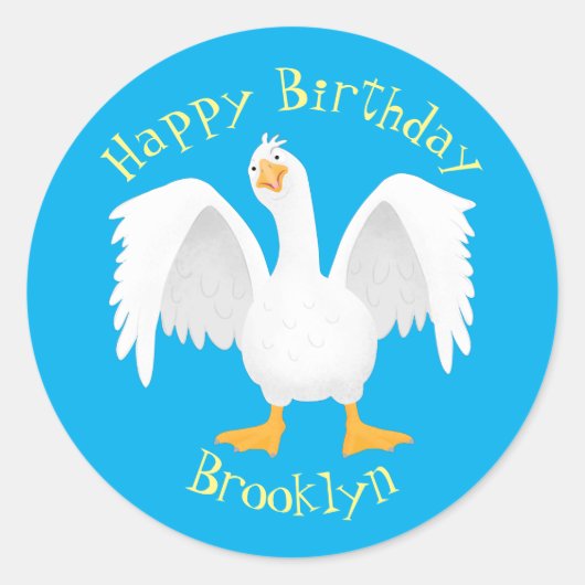 奇妙おもしろいな家庭向けグース漫画イラストレーション ラウンドシール (正面)