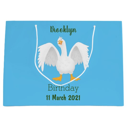 奇妙おもしろいな家庭向けグース漫画イラストレーション ラージペーパーバッグ (正面)