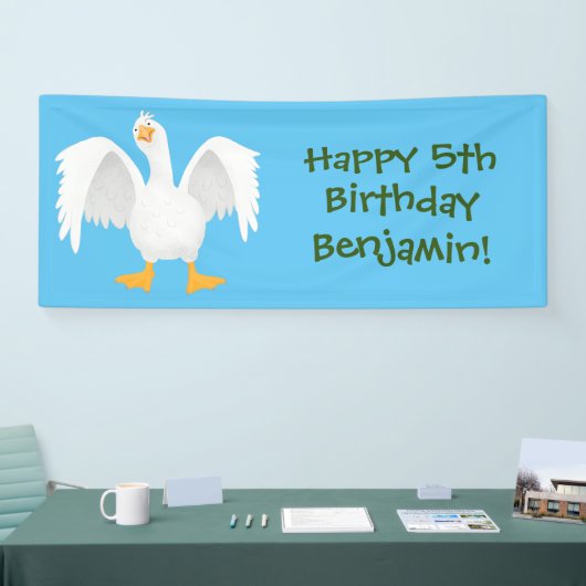 奇妙おもしろいな家庭向けグース漫画イラストレーション 横断幕 (トレードショー)