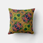 奇妙でツイスト黄色がかった色の線 クッション (裏面)