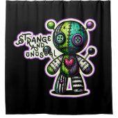 奇妙で珍しい紫の緑のハートブードゥーベア シャワーカーテン (正面)