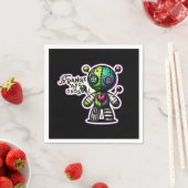 奇妙で珍しい紫の緑のハートブードゥーベア スタンダードカクテルナプキン (インサイチュ)