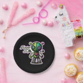 奇妙で珍しい紫の緑のハートブードゥーベア ペーパープレート (パーティー)