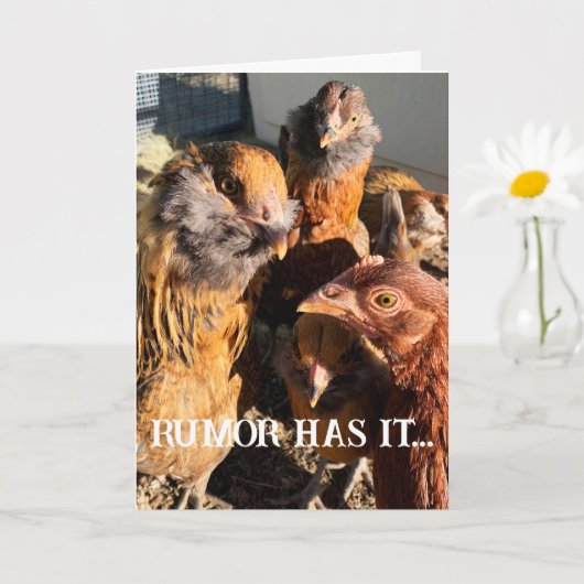 奇妙なおもしろい琥珀の茶色の鶏クローズアップ写真 カード (小さな植物)