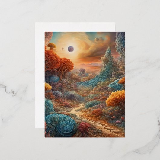 奇妙なものを持つ超現実的で不条理な風景 箔シーズンポストカード (正面/裏面)