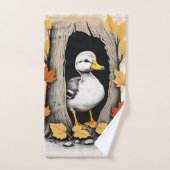 奇妙なアヒルと紅葉パターンデザイン バスタオルセット (ハンドタオル)