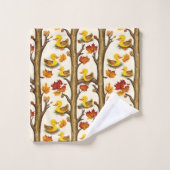 奇妙なアヒルと紅葉パターンデザイン バスタオルセット (ウォッシュタオル)