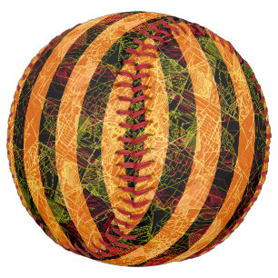 奇妙なオレンジストライプ色の四角とスクラッチ ソフトボール