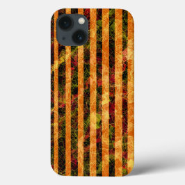 奇妙なオレンジストライプ色の四角とスクラッチ iPhone 13ケース
