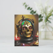 奇妙なカラフルスカル ポストカード (スタンド正面)