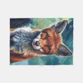 奇妙なキツネ フリースブランケット (正面(横))