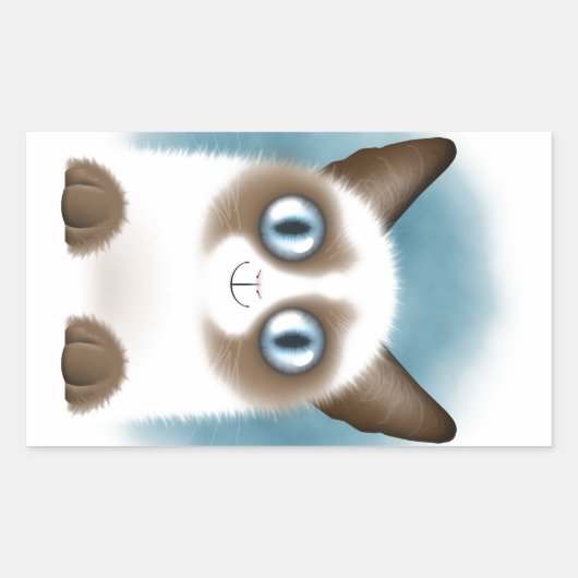 奇妙なシャム猫 長方形シール (正面)