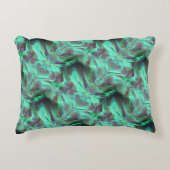 奇妙なスクラッチされたサテンのトーン、緑がかった炭素へ アクセントクッション (正面)