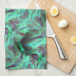奇妙なスクラッチされたサテンのトーン、緑がかった炭素へ キッチンタオル