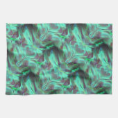 奇妙なスクラッチされたサテンのトーン、緑がかった炭素へ キッチンタオル (横)