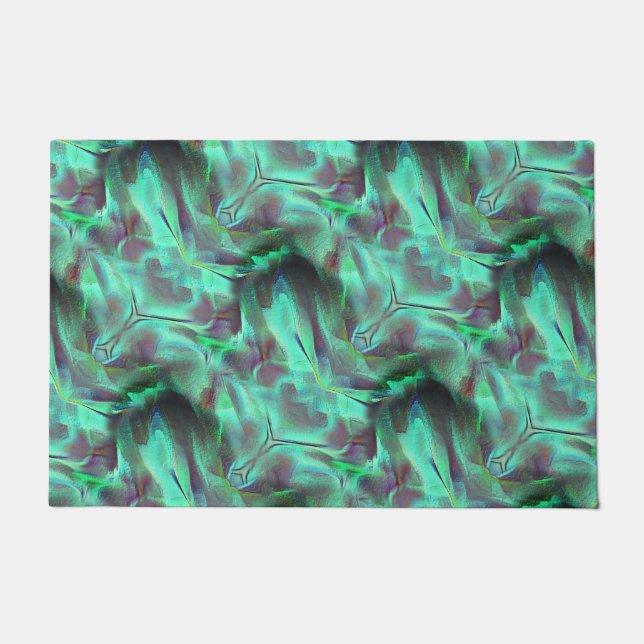 奇妙なスクラッチされたサテンのトーン、緑がかった炭素へ ドアマット (正面)